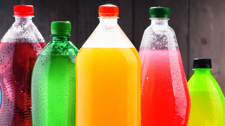 Different bottles of soda