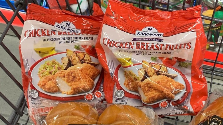 bags of chicken in shopping cart