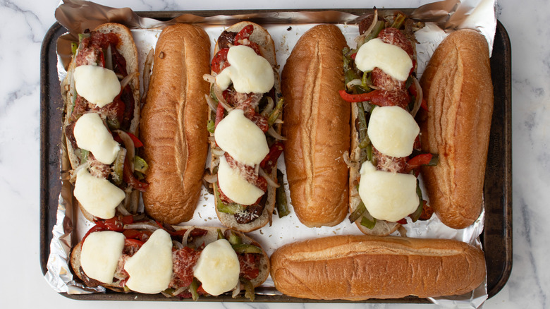 melted cheese meatloaf vegetable sandwich